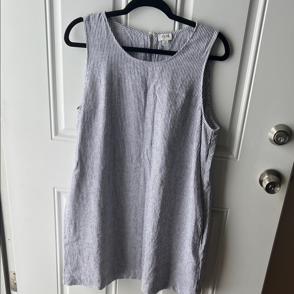 J. Crew Blue and White Pinstripe Dress